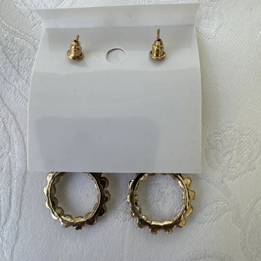 Mint Faux Crystal Gold Rhinestone Earrings Dangle Party Wedding Cruise NEW